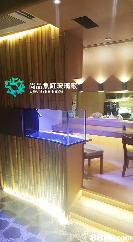 尚品魚缸玻璃廠 大根: 9758 5626 8 om  property,interior design,light,ceiling,lighting