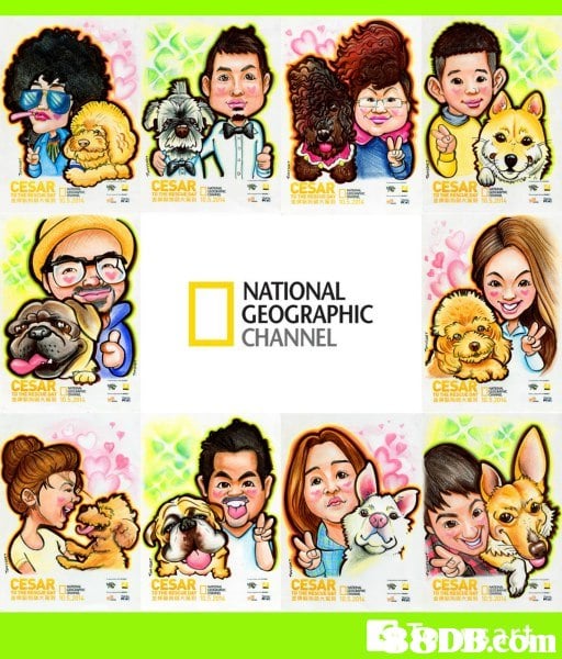 NATIONAL GEOGRAPHIC CHANNEL CESAR  facial expression,cartoon,text,nose,smile